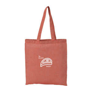 Recycled Twill Tote Bag in Red branded. Click here for more options.