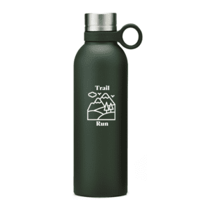 Promotional product carousel: Image 2 - Ring Bottle in army green with 'Trail Run' branding. Click to view more branded promotional products.