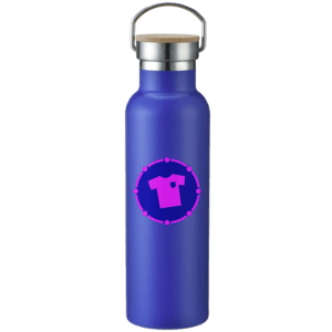 Slim Thermo Bottle in Purple with company branding. Click here for more custom branded water bottle options.