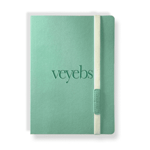 Promotional product carousel: Image 8 - York Notebook in pastel green with 'Veyebs' decoration on the front. Click to view more branded promotional products.