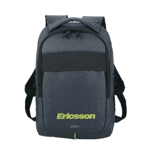 Promotional product carousel: Image 6 - Black backpack with company branding printed on the pocket. Click to view more branded promotional products.