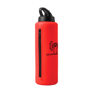 Promotional product carousel: Image 9 - Zip-and-Sip Bottle in red with branding. Click to view more branded promotional products.