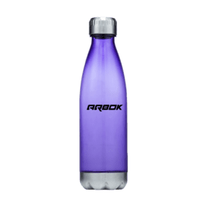 Quencher 700ml Plastic Water Bottle in Purple with company branding. Click here for more custom branded water bottle options.